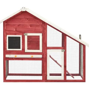 Jesper Konijnenhok 140x63x120 cm massief vurenhout rood en wit Jesper Konijnenhok 140x63x120 cm massief vurenhout rood en wit