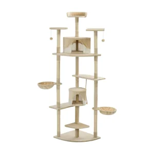 Junction City Kattenkrabpaal met sisal krabpalen 203 cm beige en wit Junction City Kattenkrabpaal met sisal krabpalen 203 cm beige en wit