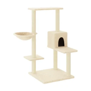 Jorva Kattenmeubel met sisal krabpalen 95 cm crèmekleurig Jorva Kattenmeubel met sisal krabpalen 95 cm crèmekleurig