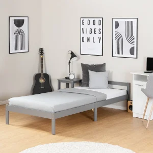 Houten Bed 90×200 cm grijs Grenen Houten Bed 90×200 cm grijs Grenen