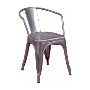 Industriële stoel met armleuningen in metallic staal – Bistro – Metaal Industriële stoel met armleuningen in metallic staal – Bistro – Metaal