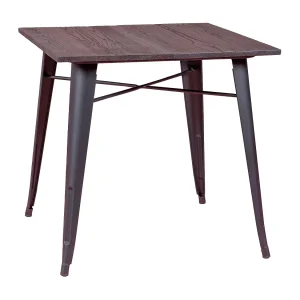 Industriële tafel in zwart staal en donker hout – Bistro – Zwart Industriële tafel in zwart staal en donker hout – Bistro – Zwart