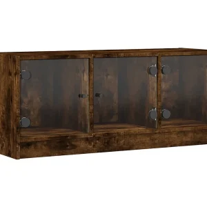 Ilgar  Tv-meubel met glazen deuren 102x37x42 cm gerookt eikenkleurig
