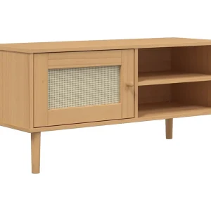 Jere Tv-meubel SENJA 106x40x49 cm rattan massief grenenhout bruin Jere Tv-meubel SENJA 106x40x49 cm rattan massief grenenhout bruin