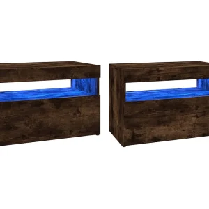 Ilion  Tv-meubels 2 st met LED-verlichting 60x35x40 cm gerookt eiken