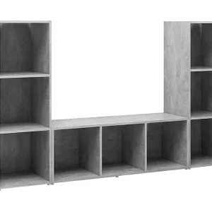 Jacques-Paul Tv-meubelen 3 st 107x35x37 cm bewerkt hout betongrij Jacques-Paul Tv-meubelen 3 st 107x35x37 cm bewerkt hout betongrij
