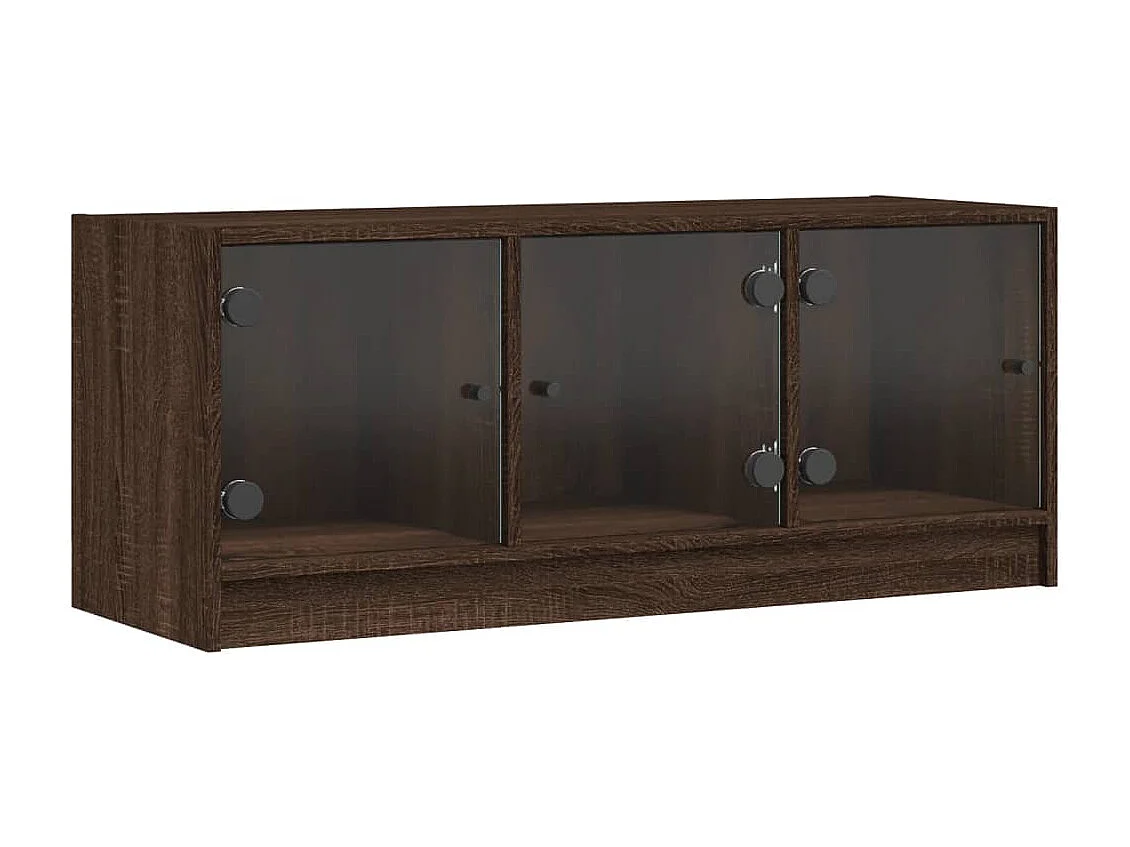 Ilgar Tv-meubel met glazen deuren 102x37x42 cm bruin eikenkleur