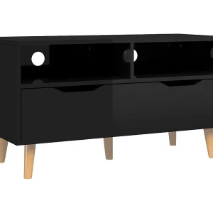 Homosassa Tv-meubel 90x40x48,5 cm bewerkt hout hoogglans zwart Homosassa Tv-meubel 90x40x48,5 cm bewerkt hout hoogglans zwart