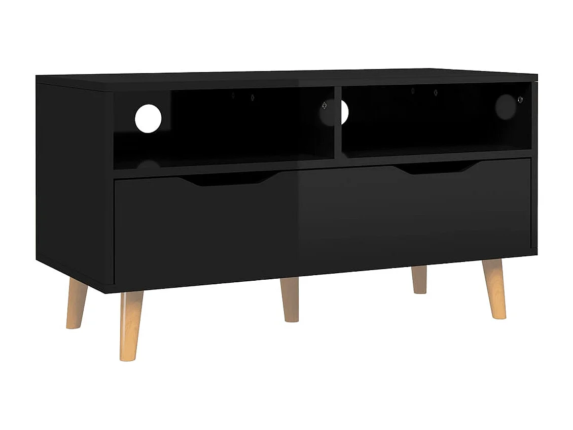Homosassa Tv-meubel 90x40x48,5 cm bewerkt hout hoogglans zwart