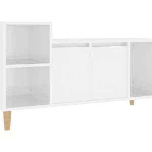 Ibtihal Tv-meubel 100x35x55 cm bewerkt hout hoogglans wit Ibtihal Tv-meubel 100x35x55 cm bewerkt hout hoogglans wit