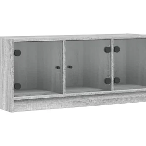 Ilgar  Tv-meubel met glazen deuren 102x37x42 cm grijs sonoma eiken