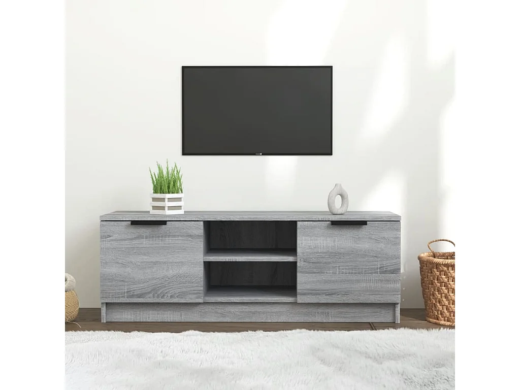 Kaelyn Tv-meubel 102x35x36,5 cm bewerkt hout grijs sonoma eikenkleurig