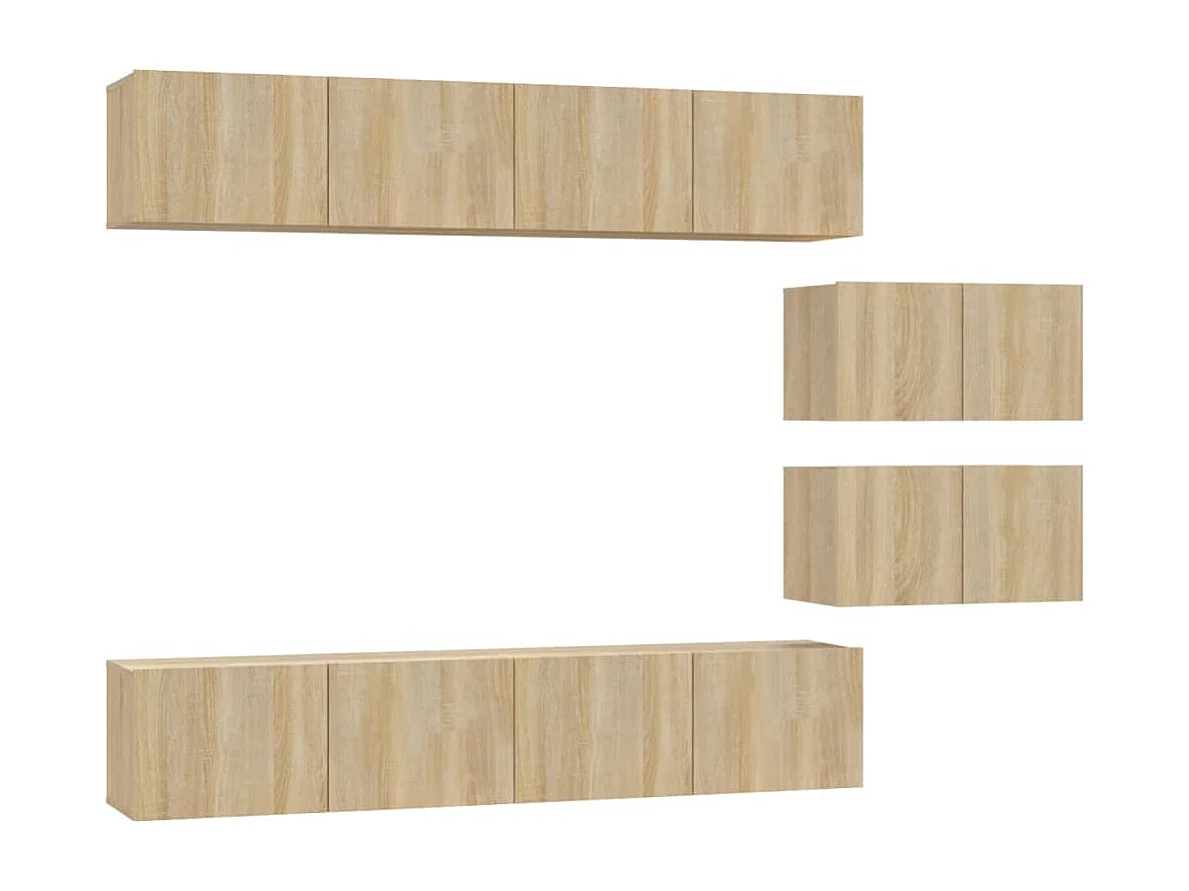 Juliette 6-delige Tv-meubelset bewerkt hout sonoma eikenkleurig