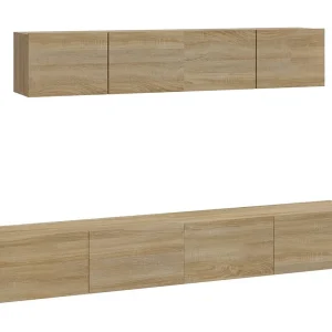 Isandro 4-delige Tv-meubelset bewerkt hout sonoma eikenkleurig Isandro 4-delige Tv-meubelset bewerkt hout sonoma eikenkleurig