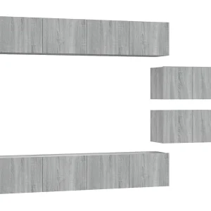 Juliette 6-delige Tv-meubelset bewerkt hout grijs sonoma eikenkleurig Juliette 6-delige Tv-meubelset bewerkt hout grijs sonoma eikenkleurig