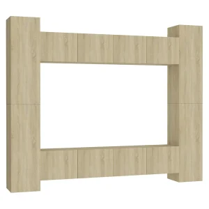 Jean 8-delige Tv-meubelset bewerkt hout sonoma eikenkleurig Jean 8-delige Tv-meubelset bewerkt hout sonoma eikenkleurig