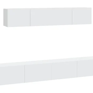 Isandro 4-delige Tv-meubelset bewerkt hout wit Isandro 4-delige Tv-meubelset bewerkt hout wit