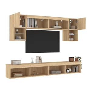 Kasperi 6-delige Tv-wandmeubelset met LED bewerkt hout sonoma eiken Kasperi 6-delige Tv-wandmeubelset met LED bewerkt hout sonoma eiken
