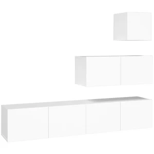 Jean-Louis  4-delige Tv-meubelset bewerkt hout wit
