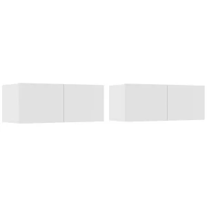 Isandro 4-delige Tv-meubelset bewerkt hout wit Isandro 4-delige Tv-meubelset bewerkt hout wit