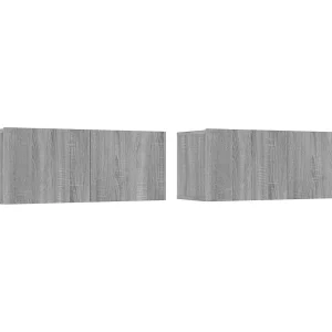 Isandro 4-delige Tv-meubelset bewerkt hout grijs sonoma eikenkleurig Isandro 4-delige Tv-meubelset bewerkt hout grijs sonoma eikenkleurig