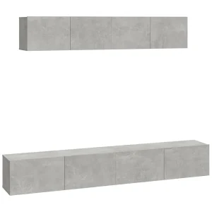 Isandro 4-delige Tv-meubelset bewerkt hout betongrijs Isandro 4-delige Tv-meubelset bewerkt hout betongrijs