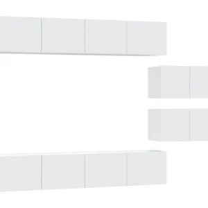 Juliette 6-delige Tv-meubelset bewerkt hout wit Juliette 6-delige Tv-meubelset bewerkt hout wit