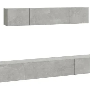 Isandro 4-delige Tv-meubelset bewerkt hout betongrijs Isandro 4-delige Tv-meubelset bewerkt hout betongrijs