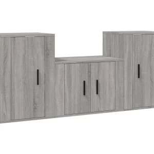 Joep 3-delige Tv-meubelset bewerkt hout grijs sonoma eikenkleurig Joep 3-delige Tv-meubelset bewerkt hout grijs sonoma eikenkleurig