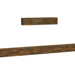 Juliette 6-delige Tv-meubelset bewerkt hout gerookt eikenkleurig Juliette 6-delige Tv-meubelset bewerkt hout gerookt eikenkleurig