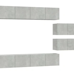 Juliette 6-delige Tv-meubelset bewerkt hout betongrijs Juliette 6-delige Tv-meubelset bewerkt hout betongrijs