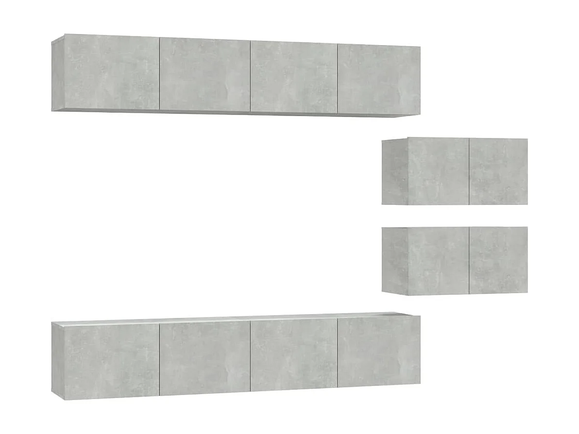 Juliette 6-delige Tv-meubelset bewerkt hout betongrijs