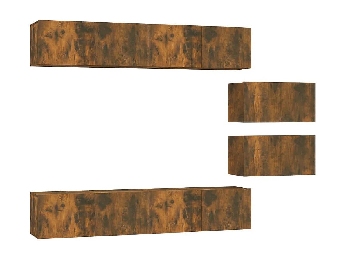 Juliette 6-delige Tv-meubelset bewerkt hout gerookt eikenkleurig
