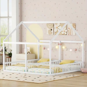 Huisbed 90×200 cm wit 2-in-1, ombouwbaar, modern huisdesign, ideaal voor kinderkamer of tienerkamer Huisbed 90×200 cm wit 2-in-1, ombouwbaar, modern huisdesign, ideaal voor kinderkamer of tienerkamer