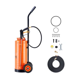 Industriële Roestvrijstalen Sproeier SucceBuy op Wieltjes, Inhoud Ca. 13,2 l, Handpomp, met Spuitlans 52 cm, Slang 1,2 m en 3 m, 2 Messing Sproeikoppen Industriële Roestvrijstalen Sproeier SucceBuy op Wieltjes, Inhoud Ca. 13,2 l, Handpomp, met Spuitlans 52 cm, Slang 1,2 m en 3 m, 2 Messing Sproeikoppen