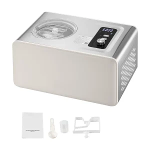 IJsmachine SucceBuy Automatisch Capaciteit 2 L, IJsturbine voor Sorbet met Ingebouwde Compressor, Elektrische IJsmachine zonder Voorvriezen