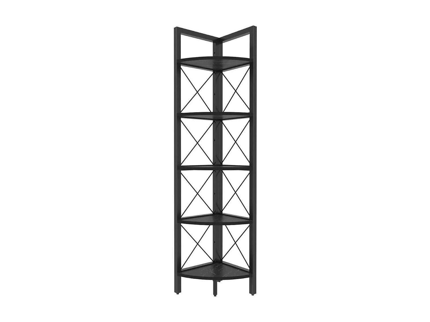 Hoekrek 5 planken zwart H160 cm - Remo