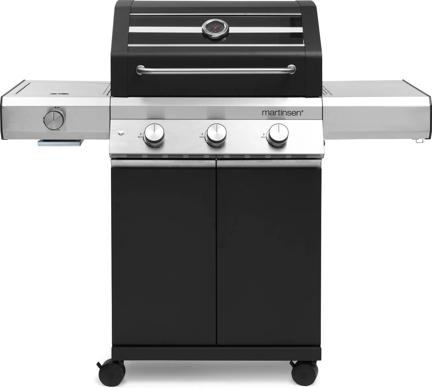 Martinsen gasbarbecue met achter- en zijbrander 3500 zwart 127 x 60 x 116 cm