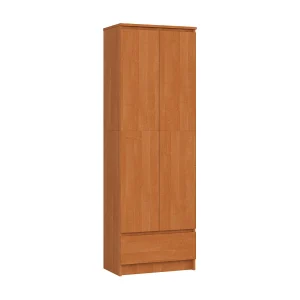 Kantoorkast Olcha 60cm – 1 Lade, 2 Deuren – Vrijstaand Mat Houten Afwerking – Zelfmontage – 4 Planken – Veilige Slotlades – Afmetingen: 60x180x35cm – Hoogwaardig Gelamineerd Staalframe – Tijdloze Olch