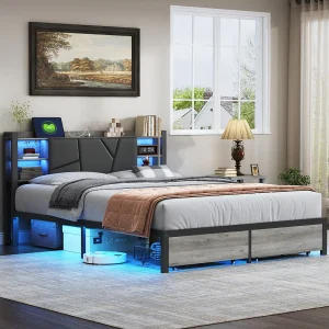 IJzeren houten bed 140*200 hoofdeinde bed met lamp met tweepersoonsbed eindladen oplader IJzeren houten bed 140*200 hoofdeinde bed met lamp met tweepersoonsbed eindladen oplader
