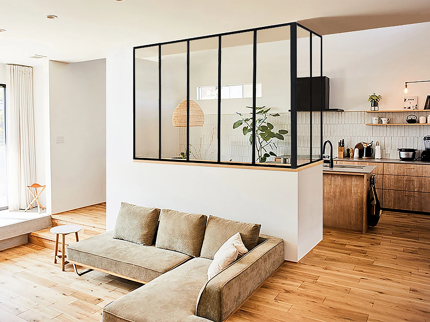 Hoekraam werkplaats van gepoedercoat aluminium L150 x B60 x H130 cm Zwart BAYVIEW