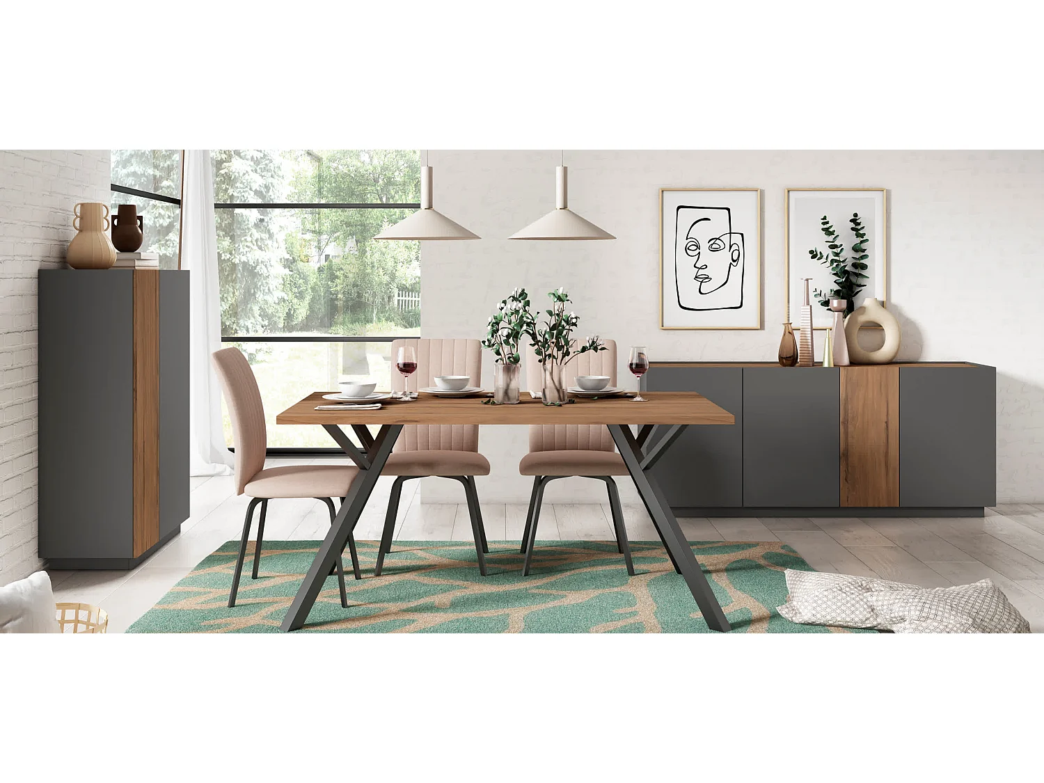 Houten rechthoekige tafel voor 6/8 personen 160x90 cm