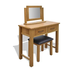 Kaptafel met krukje massief eikenhout Kaptafel met krukje massief eikenhout