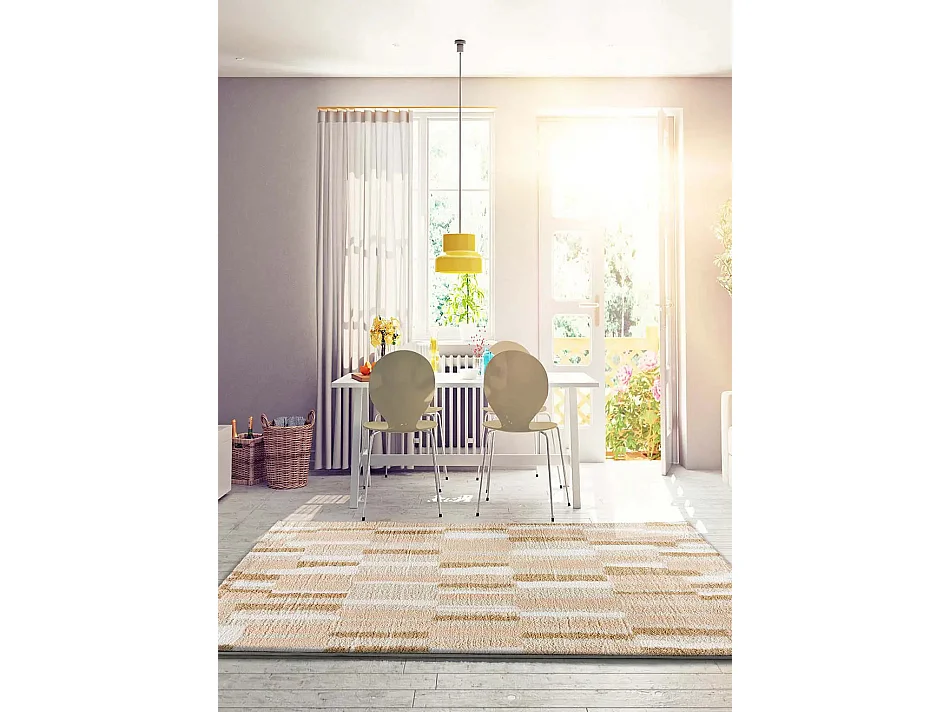 Hoogpolig tapijt - shaggy geometrisch - beige - 160x230 cm - SERENE TERRA