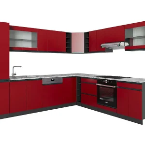 Hoekkeuken rood/antraciet 277x60x81.6 r-line Hoekkeuken rood/antraciet 277x60x81.6 r-line