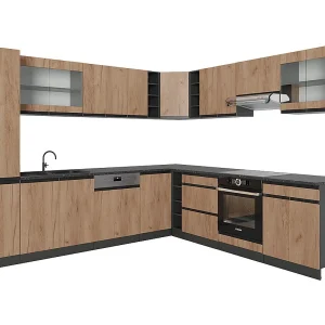 Hoekkeuken eik goud/antraciet 277x60x81.6 r-line Hoekkeuken eik goud/antraciet 277x60x81.6 r-line