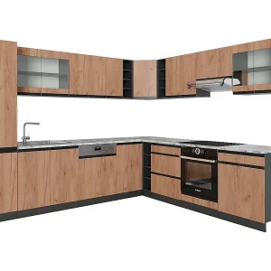 Hoekkeuken eik goud/antraciet 277x60x81.6 r-line Hoekkeuken eik goud/antraciet 277x60x81.6 r-line