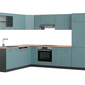 Hoekkeuken blauw-grijs/antraciet 287x60x81.6 r-line Hoekkeuken blauw-grijs/antraciet 287x60x81.6 r-line