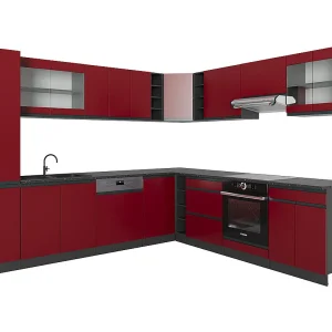 Hoekkeuken rood/antraciet 277x60x81.6 r-line Hoekkeuken rood/antraciet 277x60x81.6 r-line