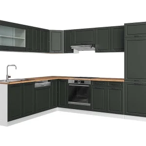 Hoekkeuken antraciet landhuis/wit 287x60x81.6 r-line Hoekkeuken antraciet landhuis/wit 287x60x81.6 r-line